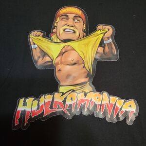 NEW Hulk Hogan Black Tshirt Short Sleeve Sz XL "Hulkamania" WWE Wrestling WWF